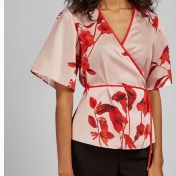 Ted Barker London Melanie Fantasia Floral Kimono Satin wrap blouse | Small - Picture 1 of 8